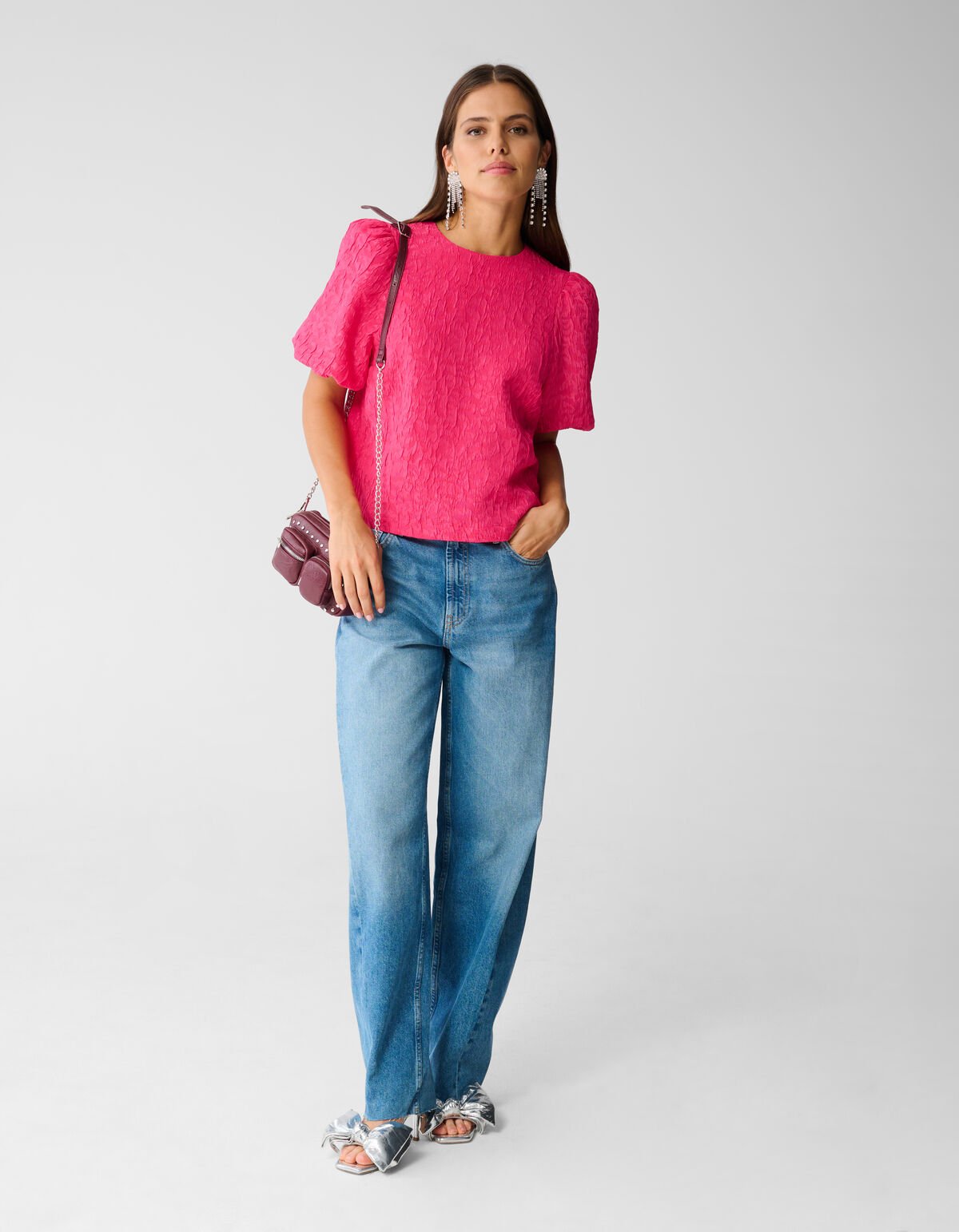 Jacquard Structuur Top Roze SHOEBY WOMEN