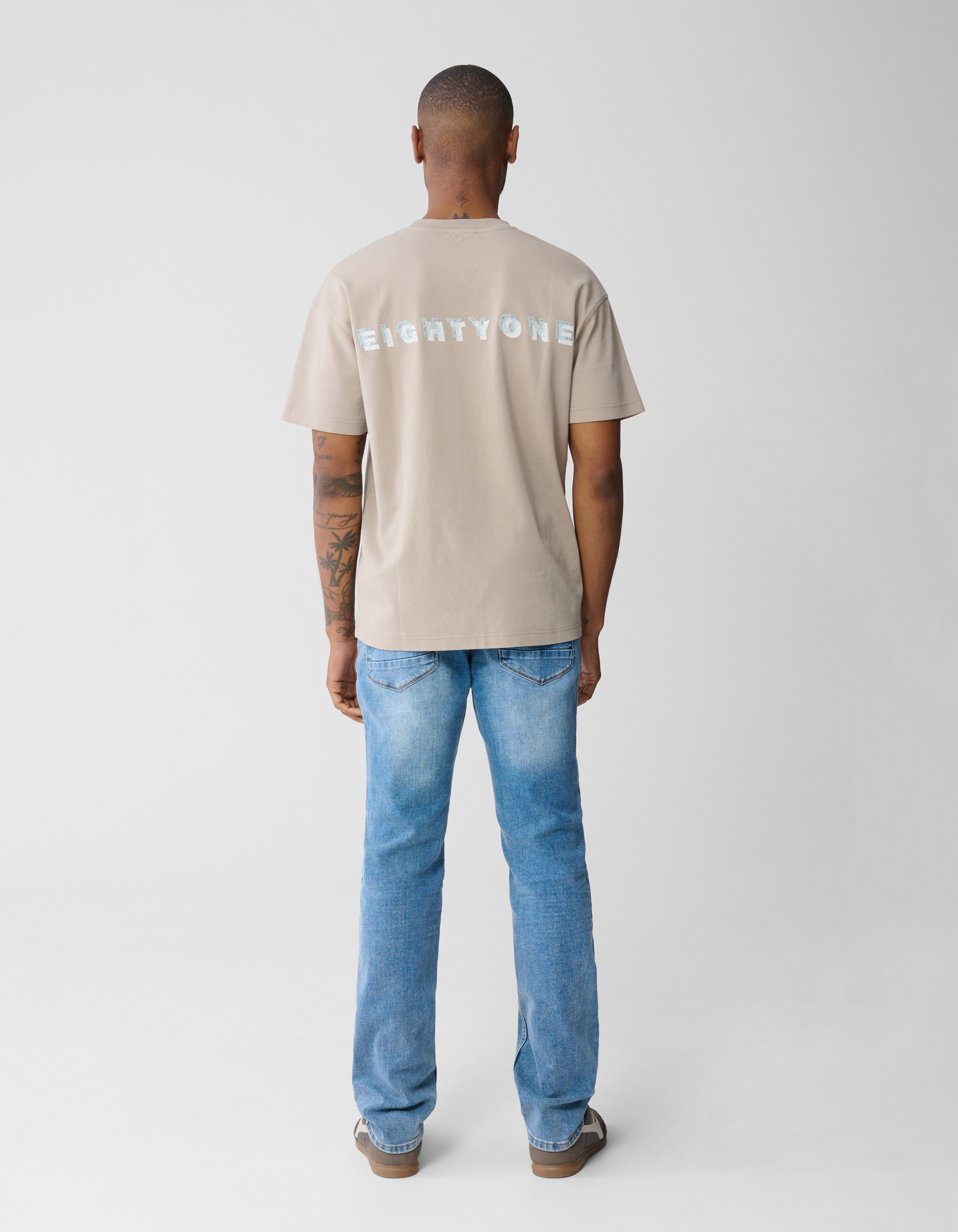 Spark Embroidery T-shirt Lichtbruin SHOEBY MEN