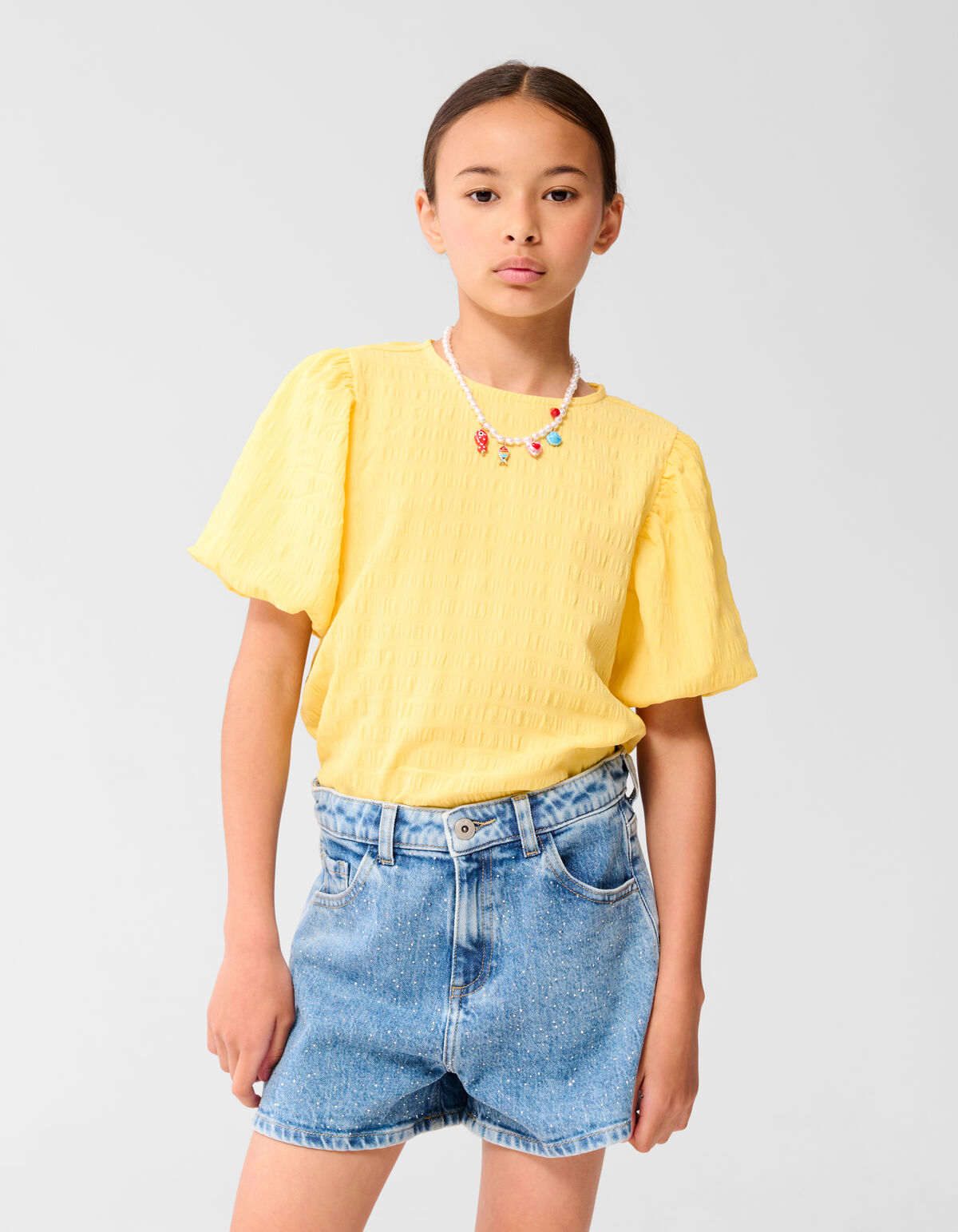 Crinkle Strik Top Lichtgeel SHOEBY GIRLS