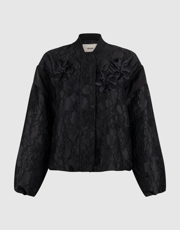 Flower Jacquard Bomber Zwart SHOEBY WOMEN