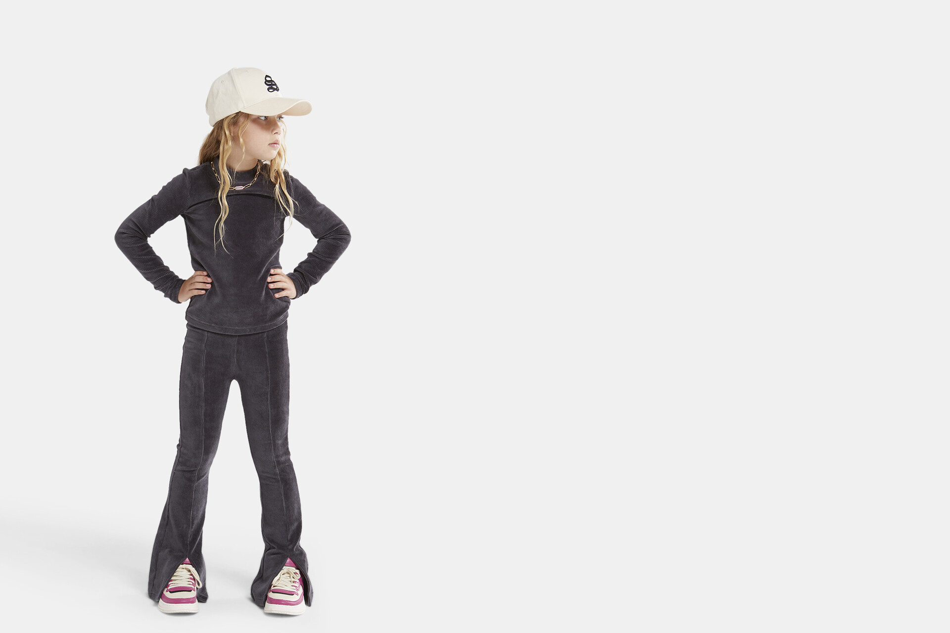 Ribstof Top Grijs SHOEBY GIRLS