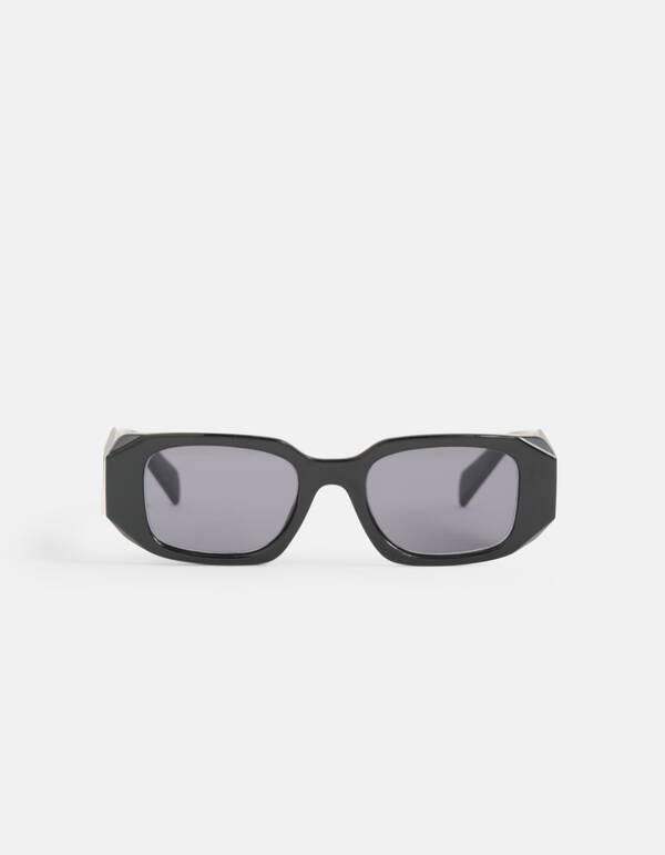 Wijde Rechthoekige Zonnebril Zwart SHOEBY ACCESSOIRES