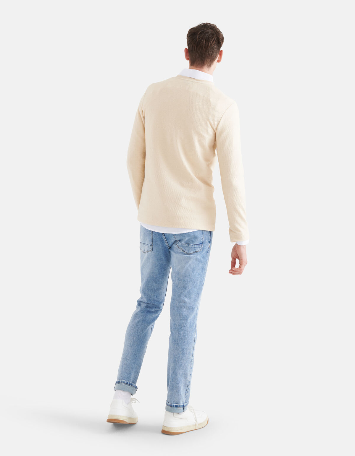 Structuur T-shirt Gebroken Wit SHOEBY MEN