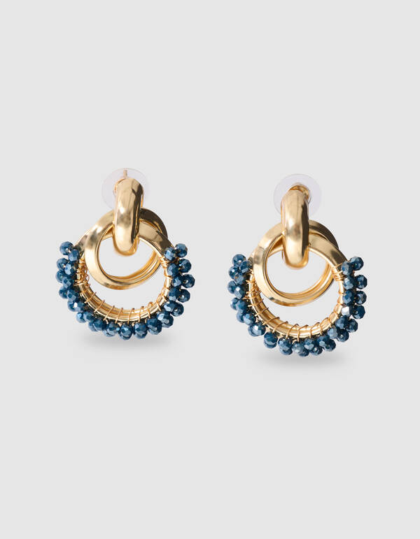 Beaded Oorbellen Goud/Blauw SHOEBY ACCESSOIRES