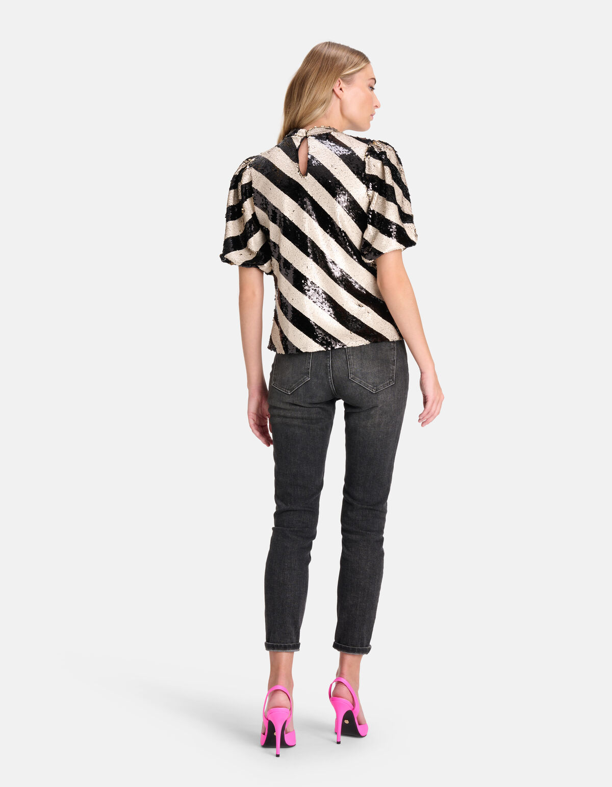 Pailletten Top Zwart/Wit SHOEBY WOMEN