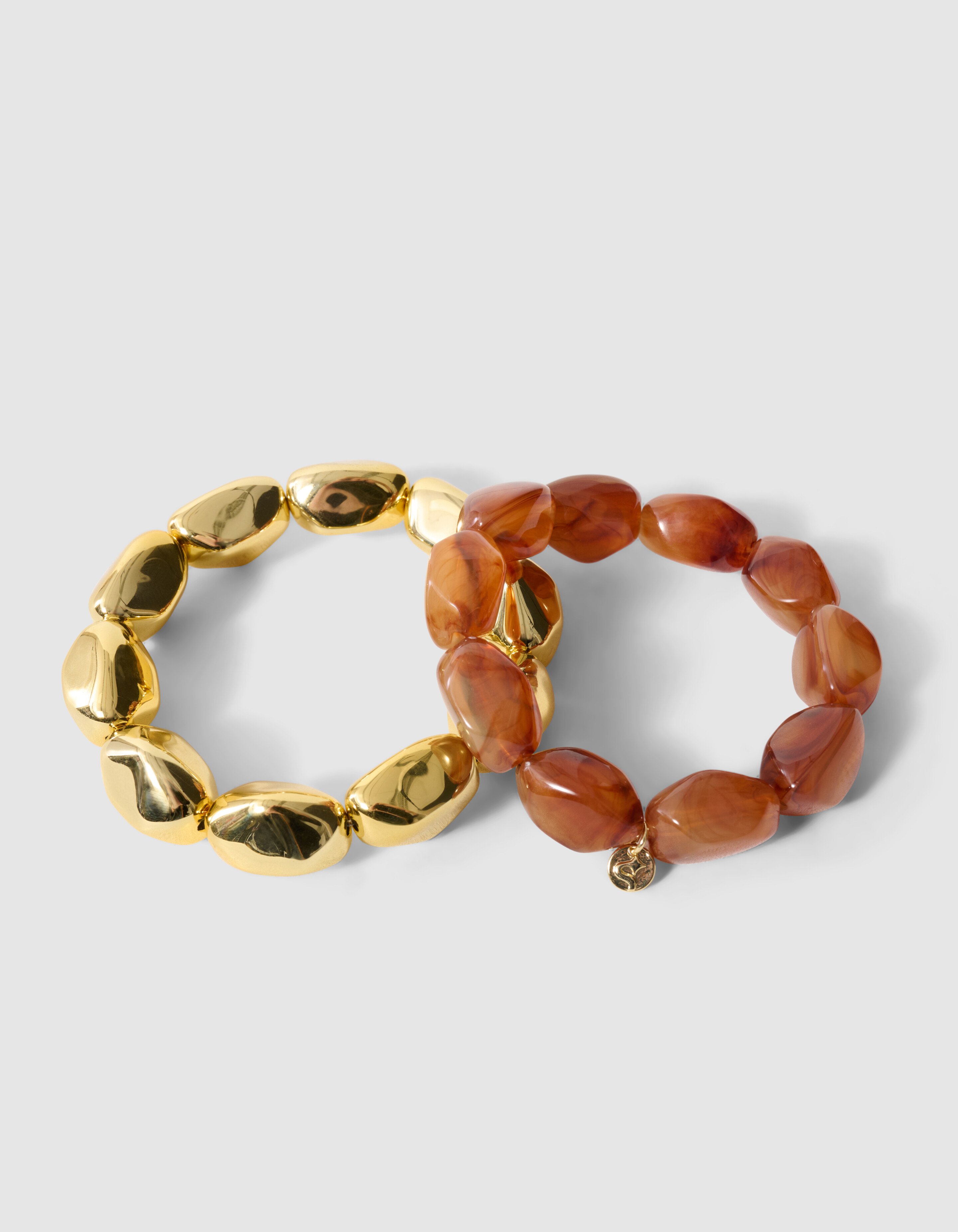 Natuurlijke Kralen Armbandenset Goud/Bruin SHOEBY ACCESSOIRES