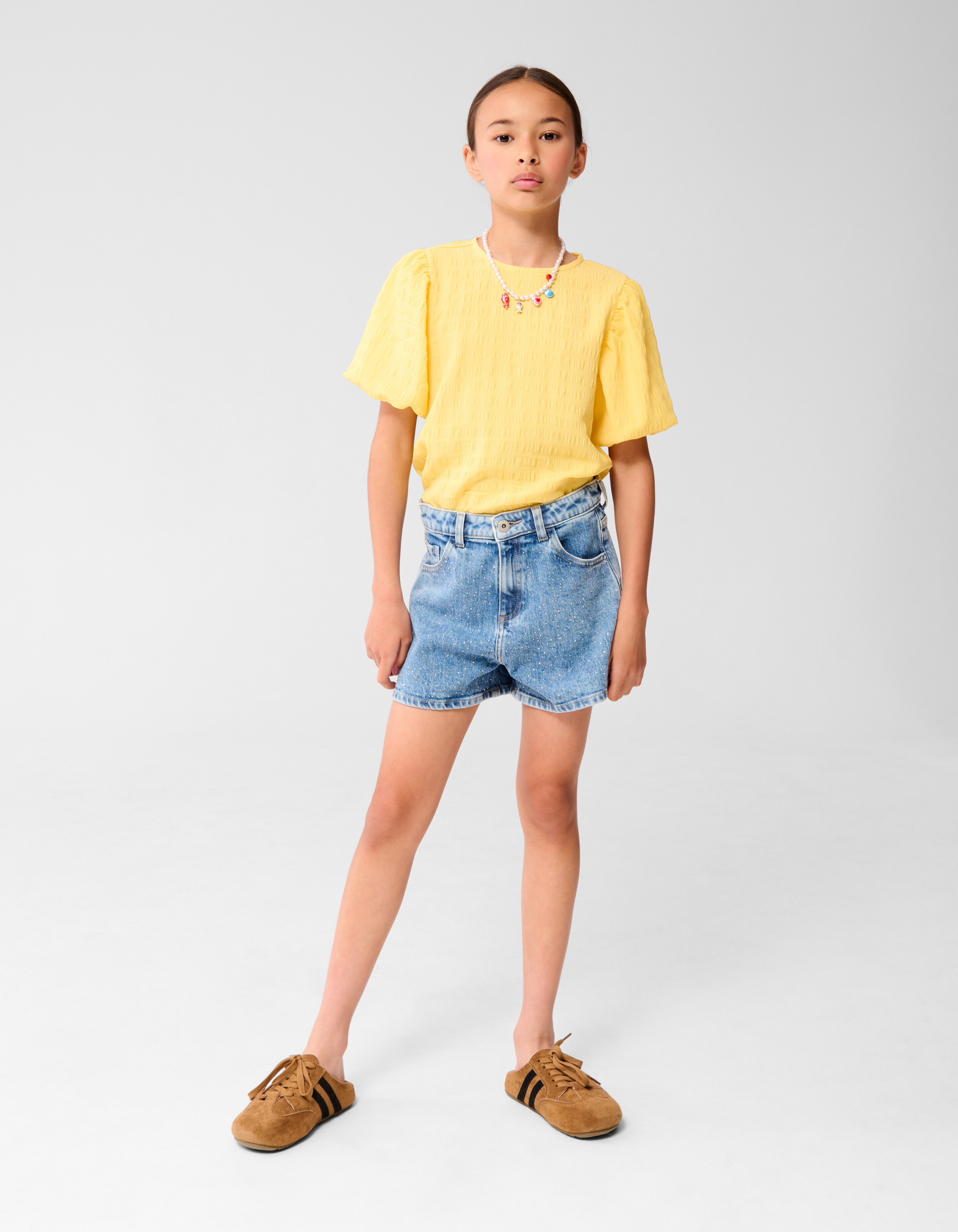 Crinkle Strik Top Lichtgeel SHOEBY GIRLS