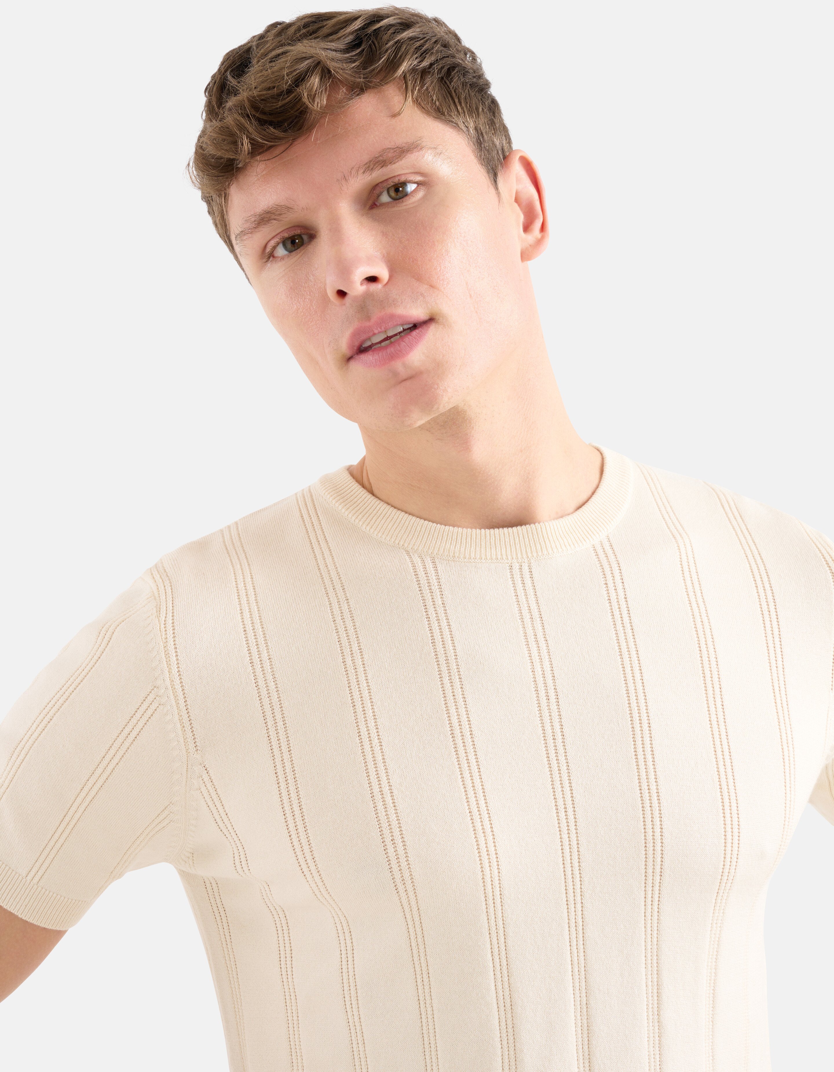 Gebreid T-shirt Beige SHOEBY MEN