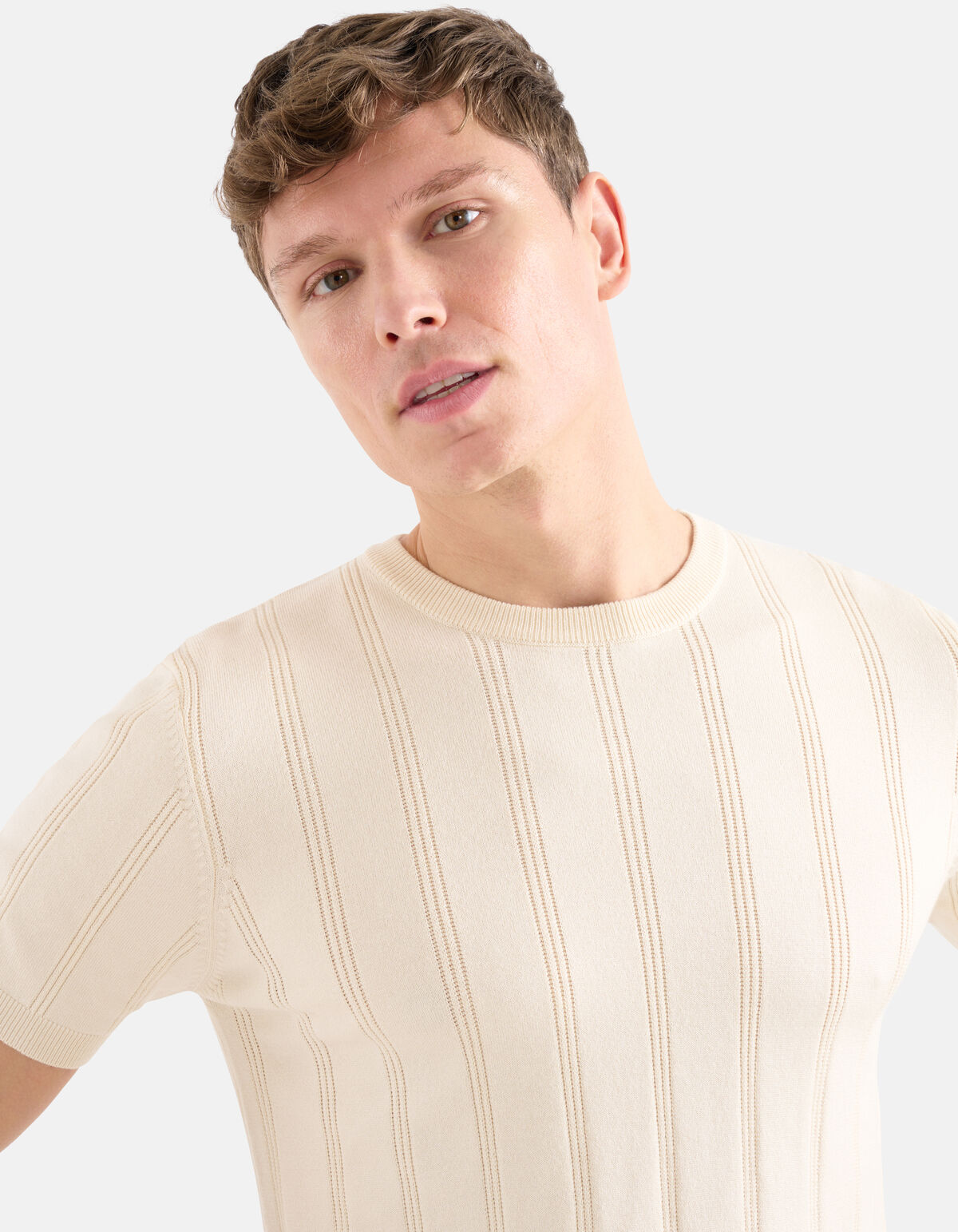 Gebreid T-shirt Beige SHOEBY MEN