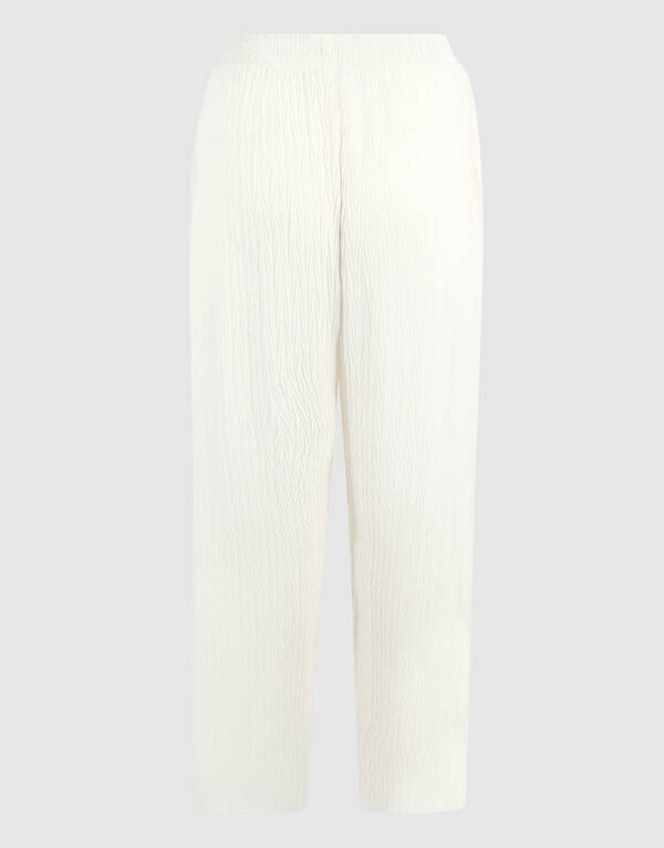 Crinkle Wide Leg Broek Gebroken Wit SHOEBY WOMEN