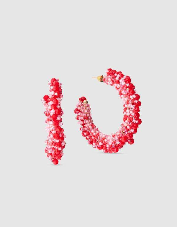 Beaded Hoop Oorbellen Roze SHOEBY ACCESSOIRES