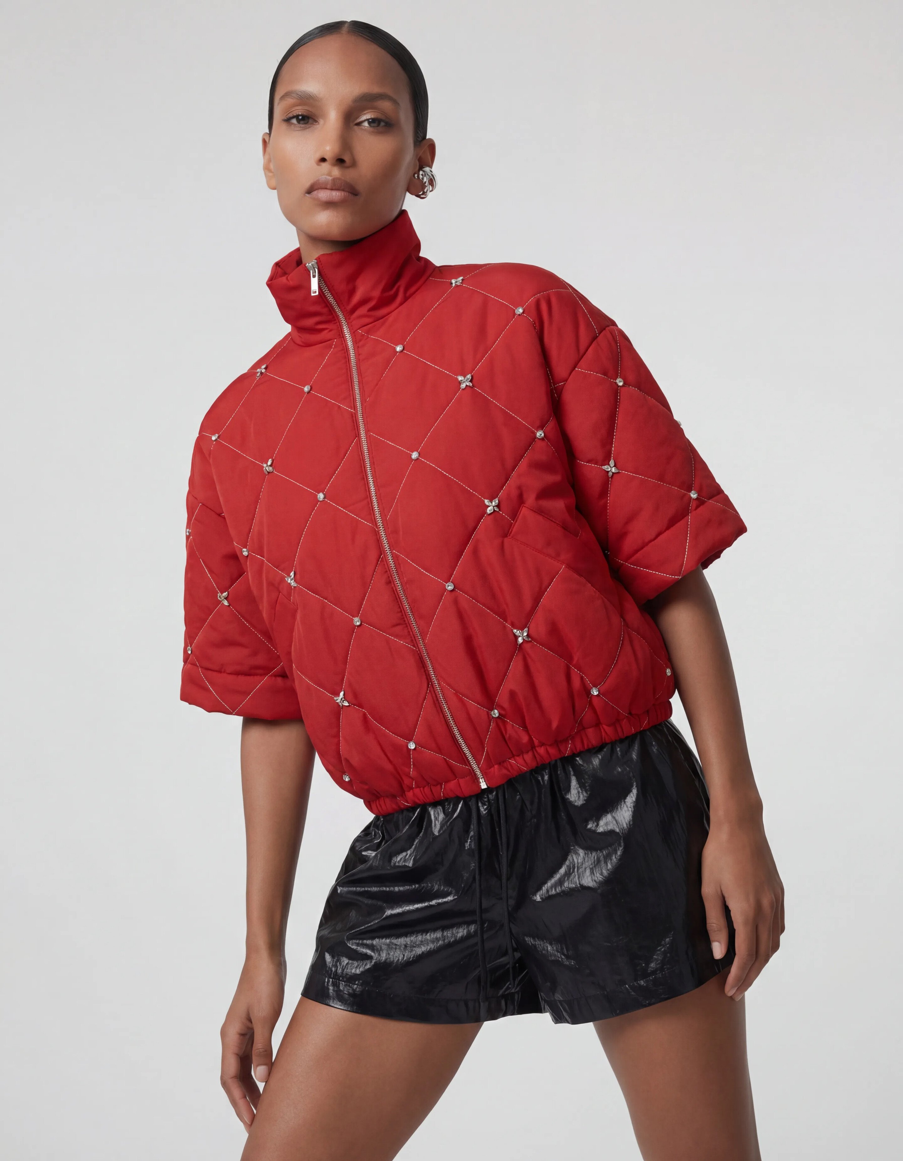 Quilted Strass Bomber Jack Rood SHOEBY WOMEN