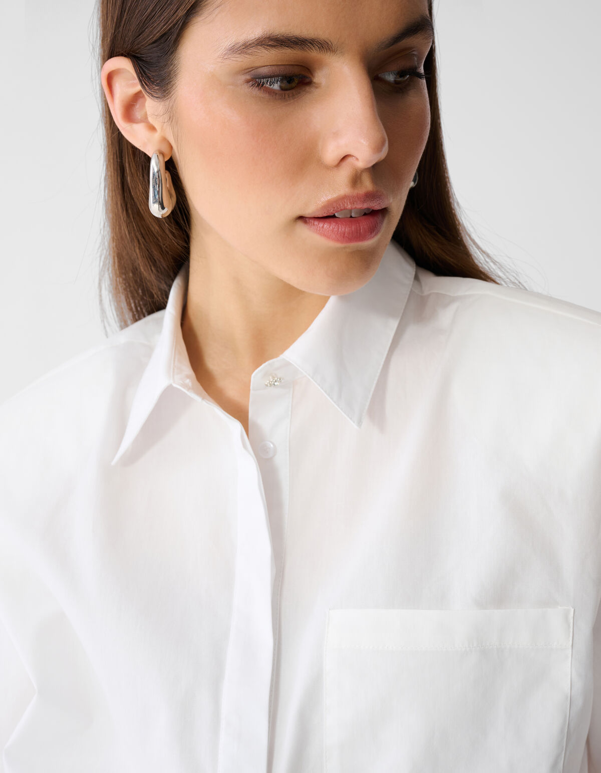 Oversized Short Sleeve Blouse Wit SHOEBY WOMEN