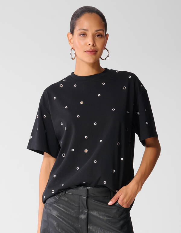 Eyelet T-shirt Zwart SHOEBY WOMEN