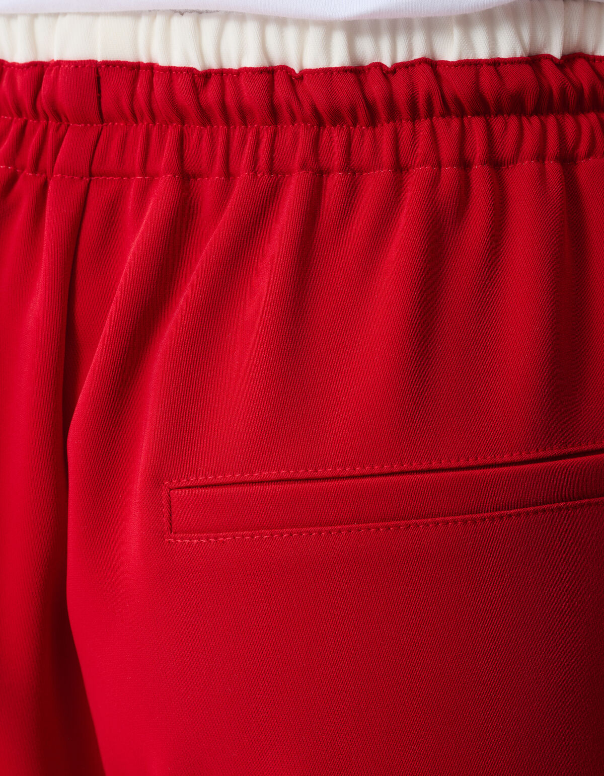 Sporty Waistband Wide Leg Broek Rood SHOEBY WOMEN