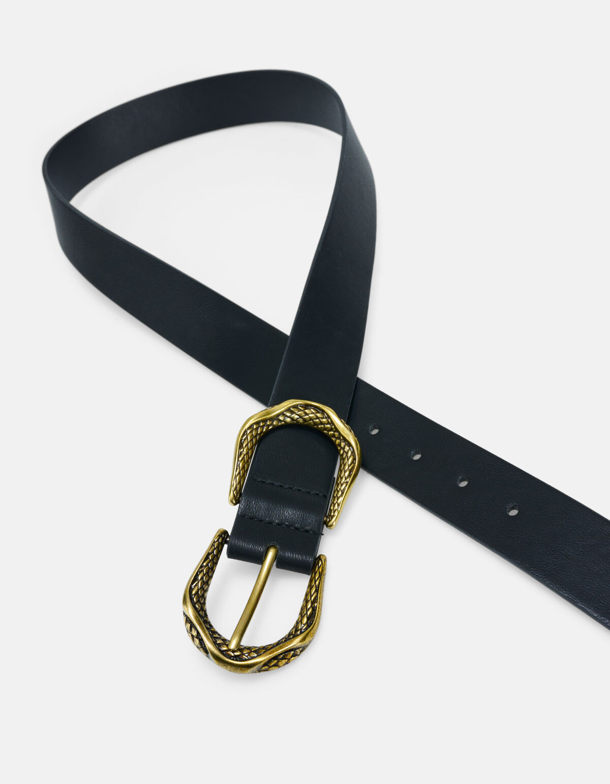 Dubbele Slangen Gespen Riem Zwart SHOEBY ACCESSOIRES