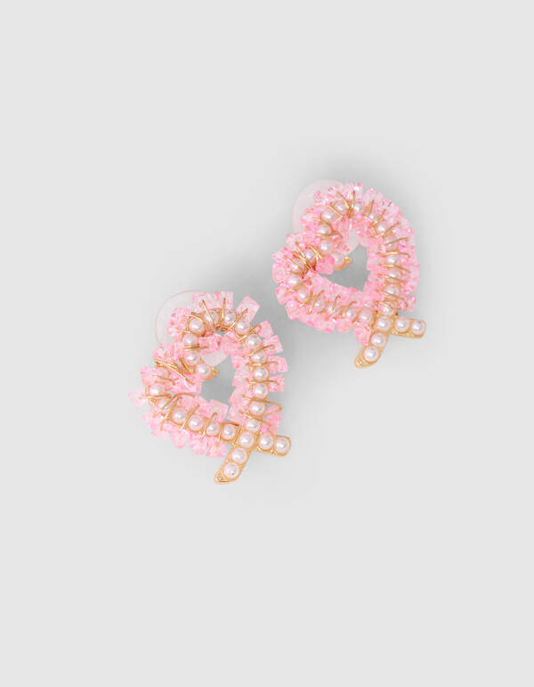 Heart Beads Oorbellen Roze SHOEBY ACCESSOIRES
