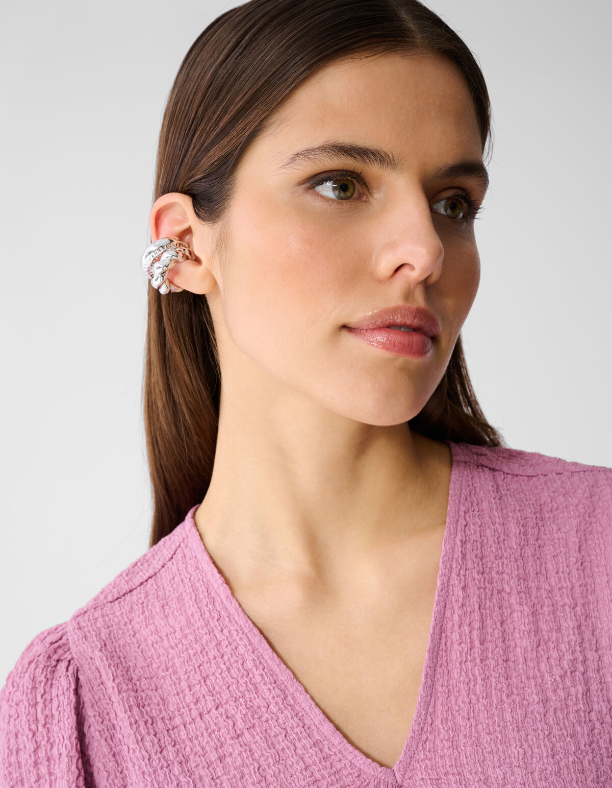 Crinkle V-Hals Top Roze SHOEBY WOMEN