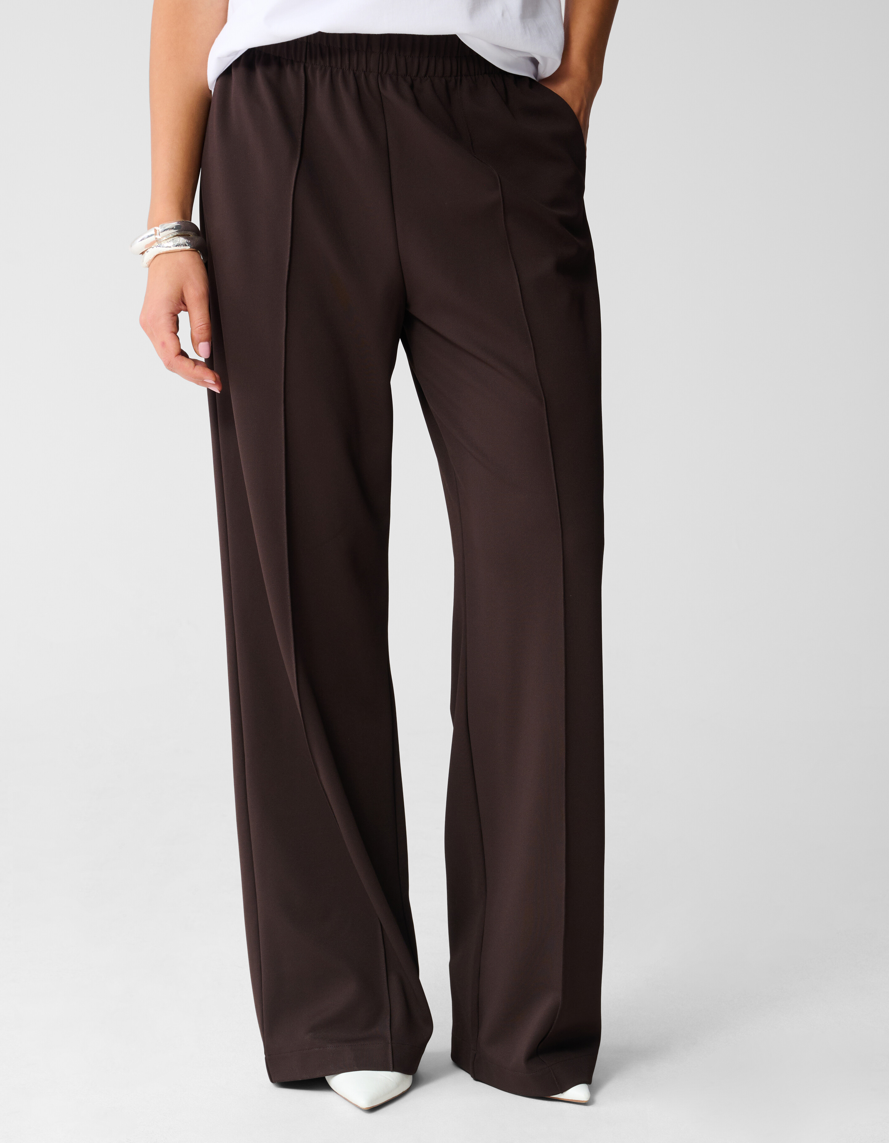 Basis Wide Leg Broek Donkerbruin SHOEBY WOMEN