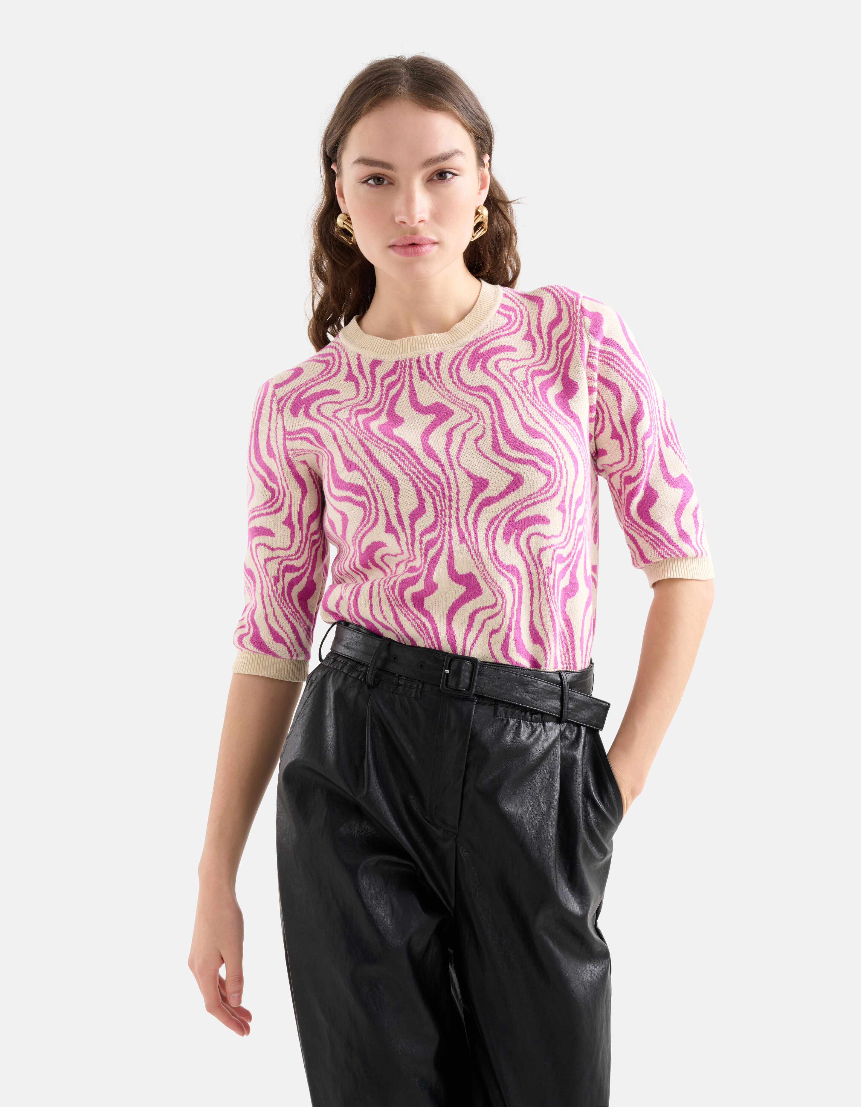 Jacquard Swirl Trui Roze SHOEBY WOMEN