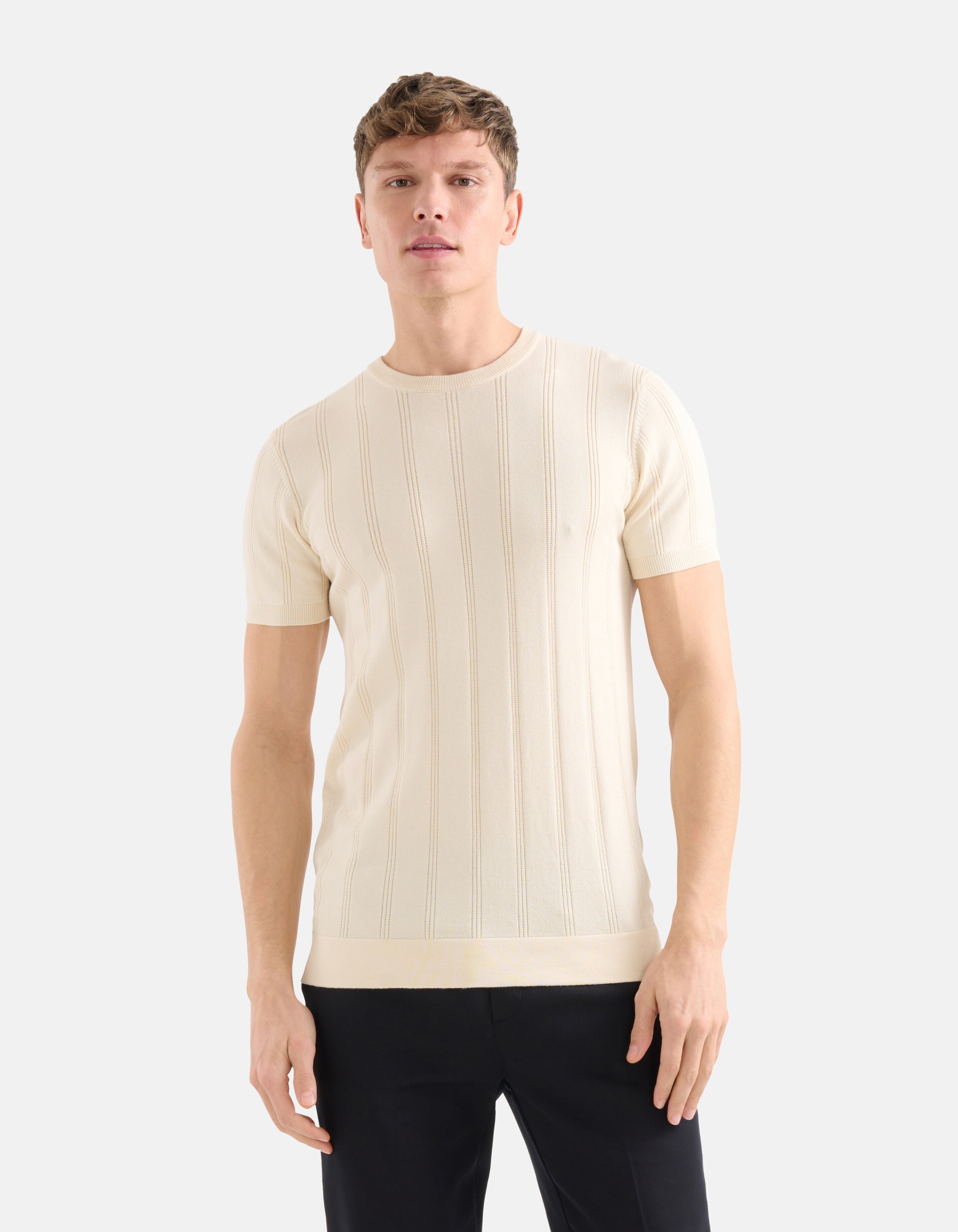 Gebreid T-shirt Beige SHOEBY MEN