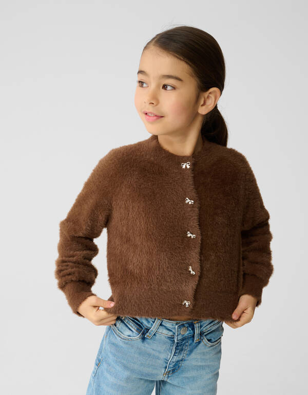 Harig Strik Vest Bruin SHOEBY GIRLS