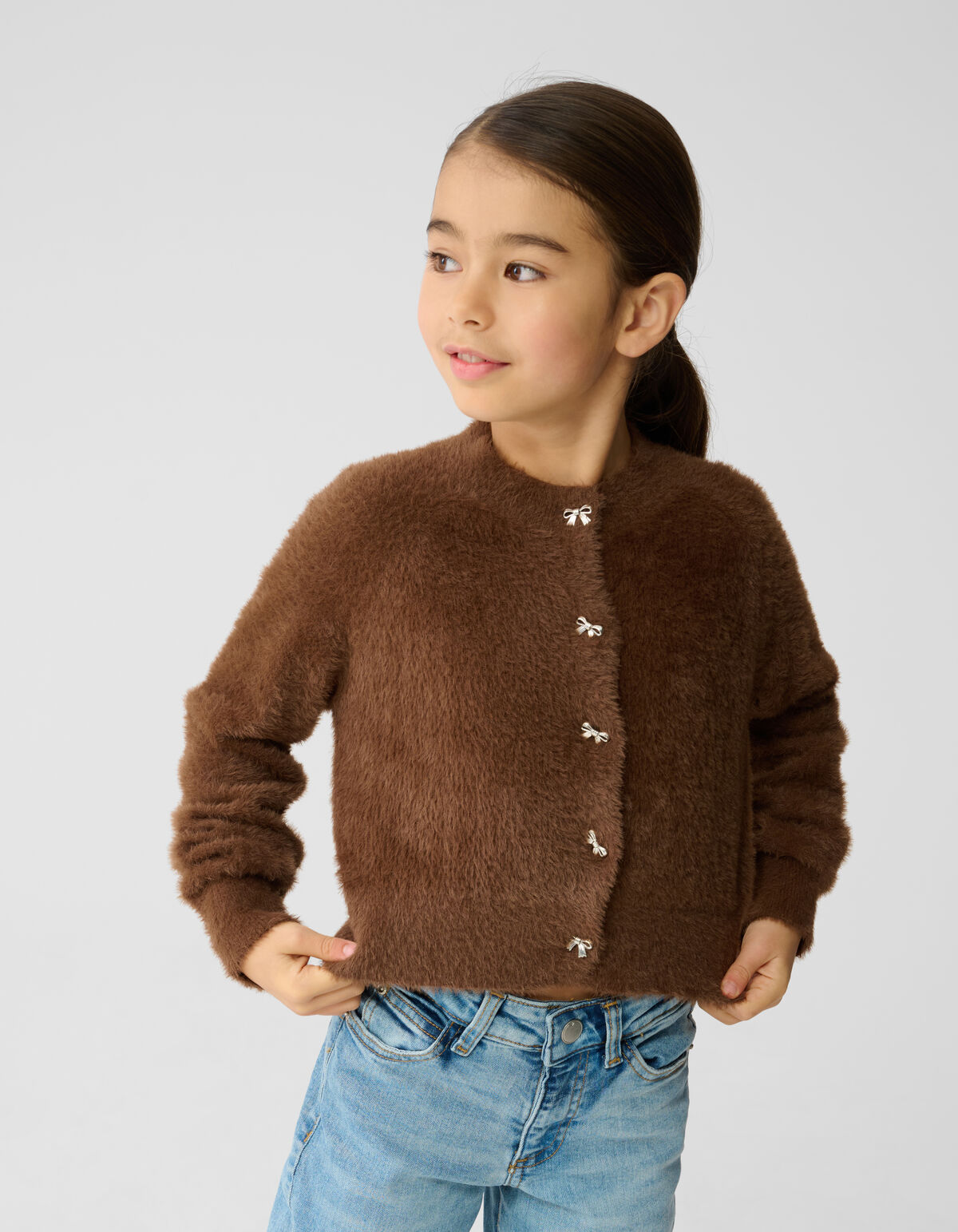 Harig Strik Vest Bruin SHOEBY GIRLS