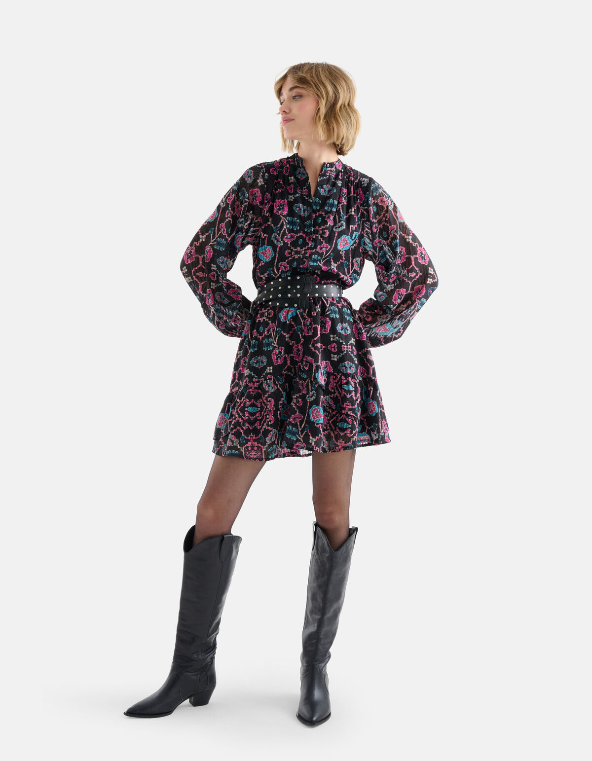 Grafische Print Jurk Zwart SHOEBY WOMEN