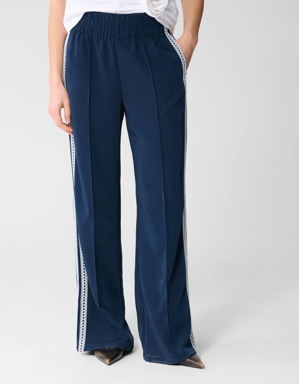 Kanten Wide Leg Broek Donkerblauw SHOEBY WOMEN