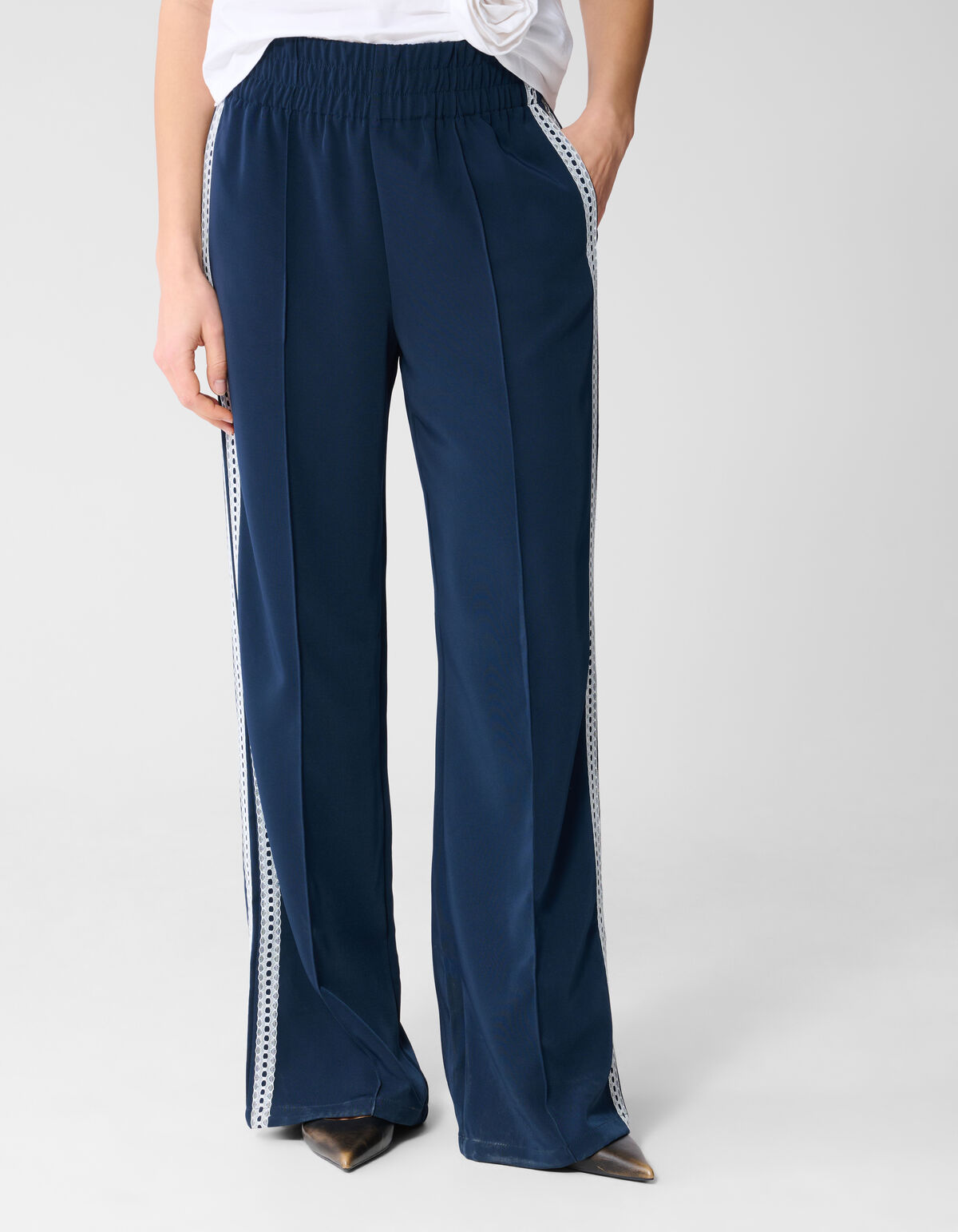 Kanten Wide Leg Broek Donkerblauw SHOEBY WOMEN