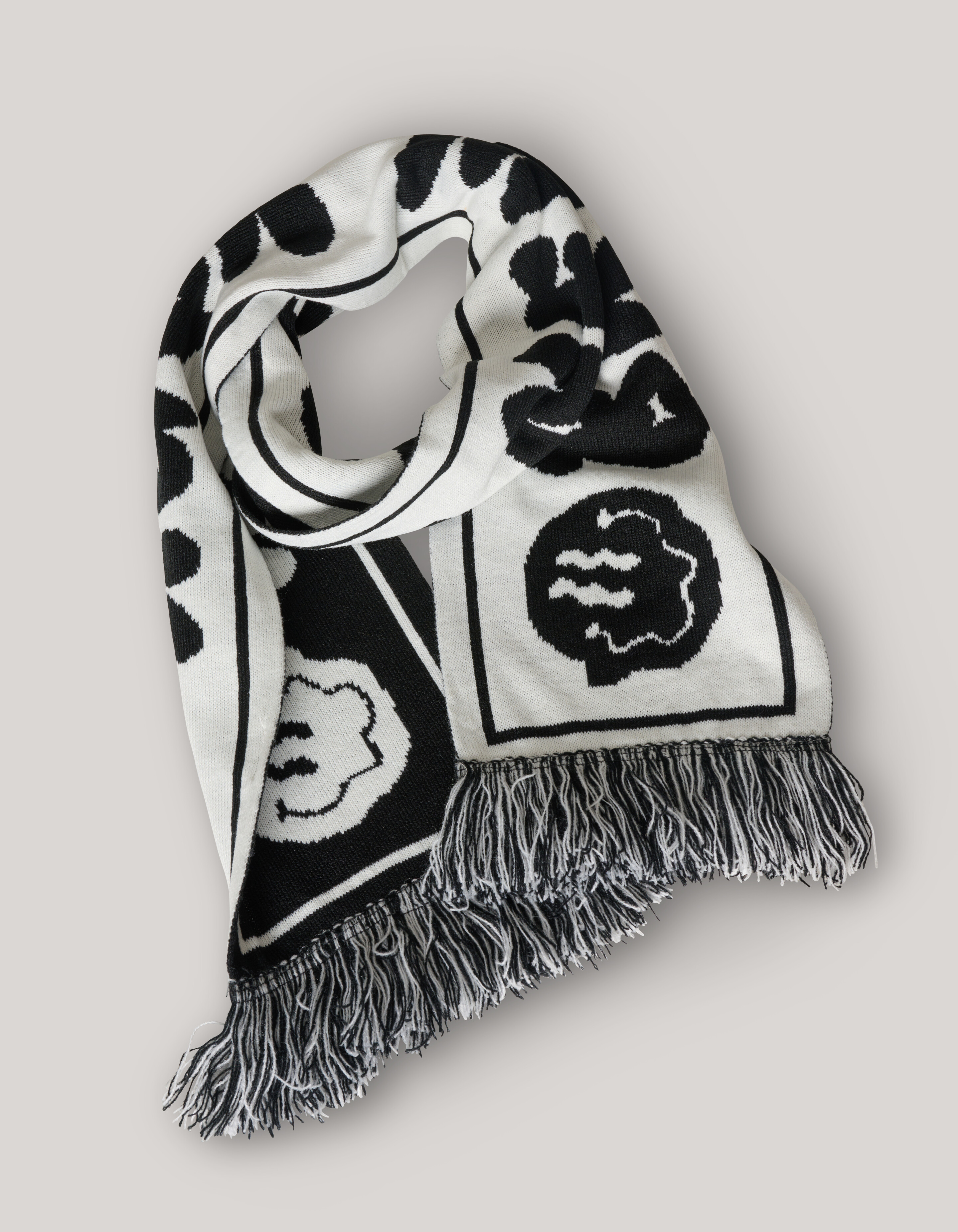 Printed Sjaal Zwart/Wit SHOEBY ACCESSOIRES