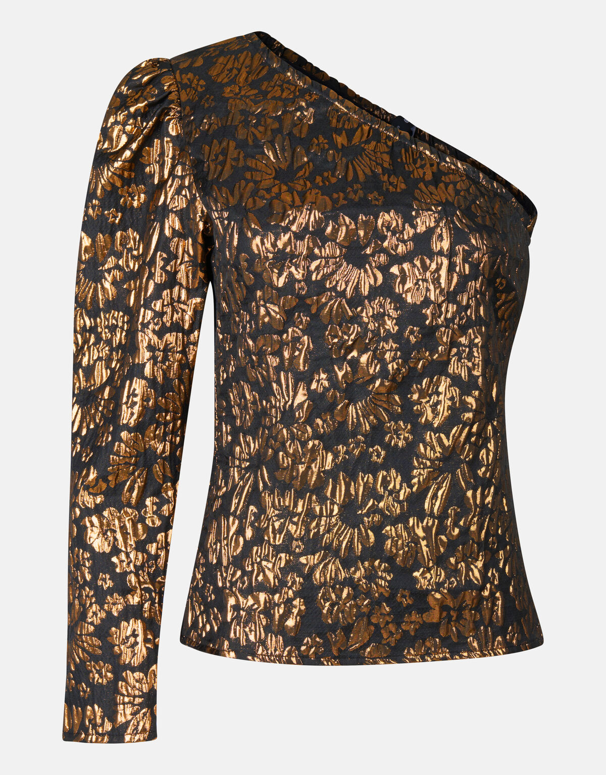 One Shoulder Jacquard Top Zwart SHOEBY WOMEN