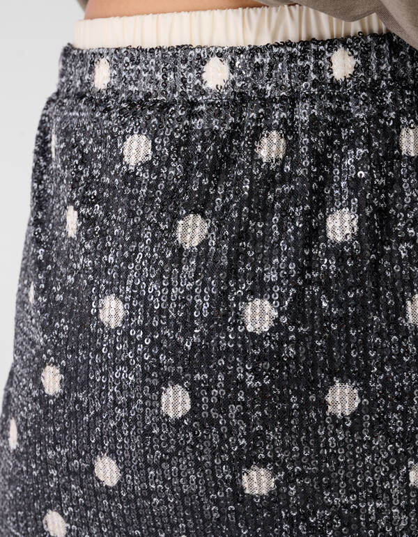 Sequin Polkadot Midi Rok Donkergrijs SHOEBY WOMEN