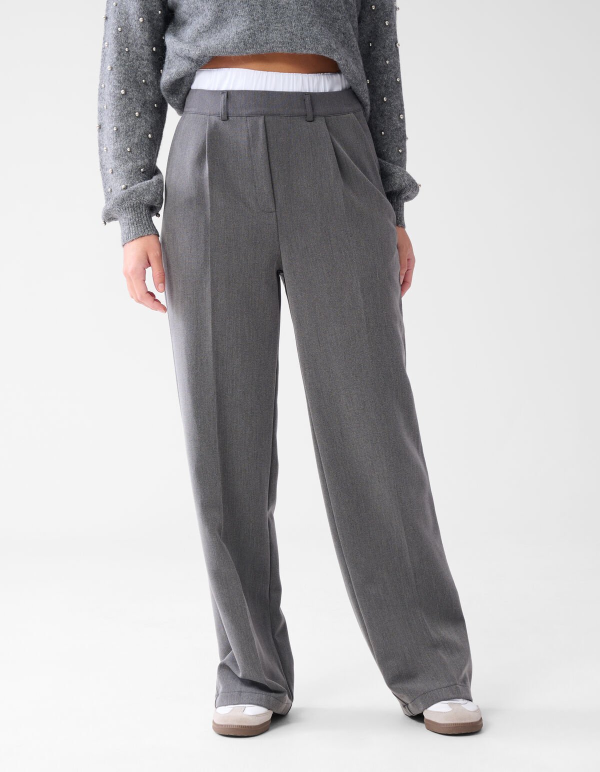 Double Waistband Broek Donkergrjis SHOEBY WOMEN