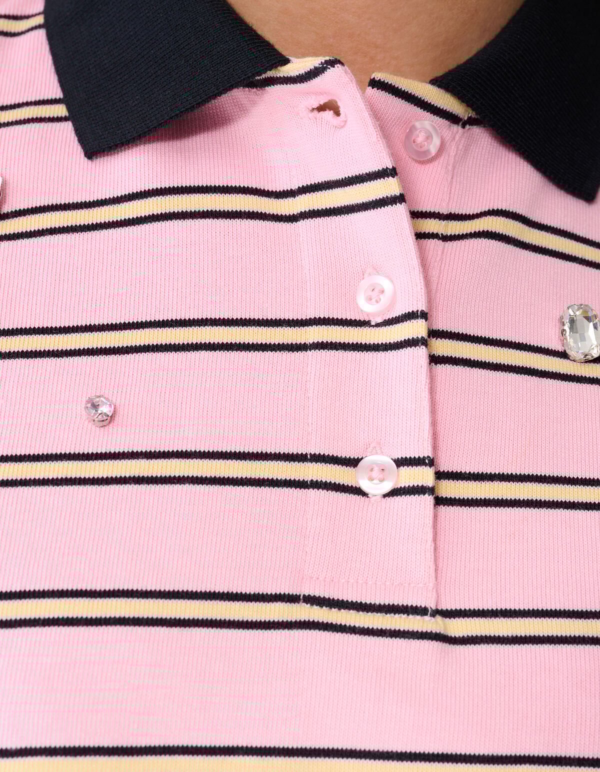 Oversized Pinstripe Strass Polo Roze SHOEBY WOMEN