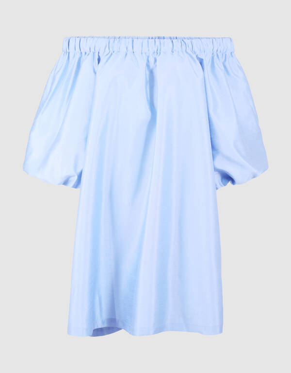 Shiny Off Shoulder Mini Jurk Lichtblauw SHOEBY WOMEN