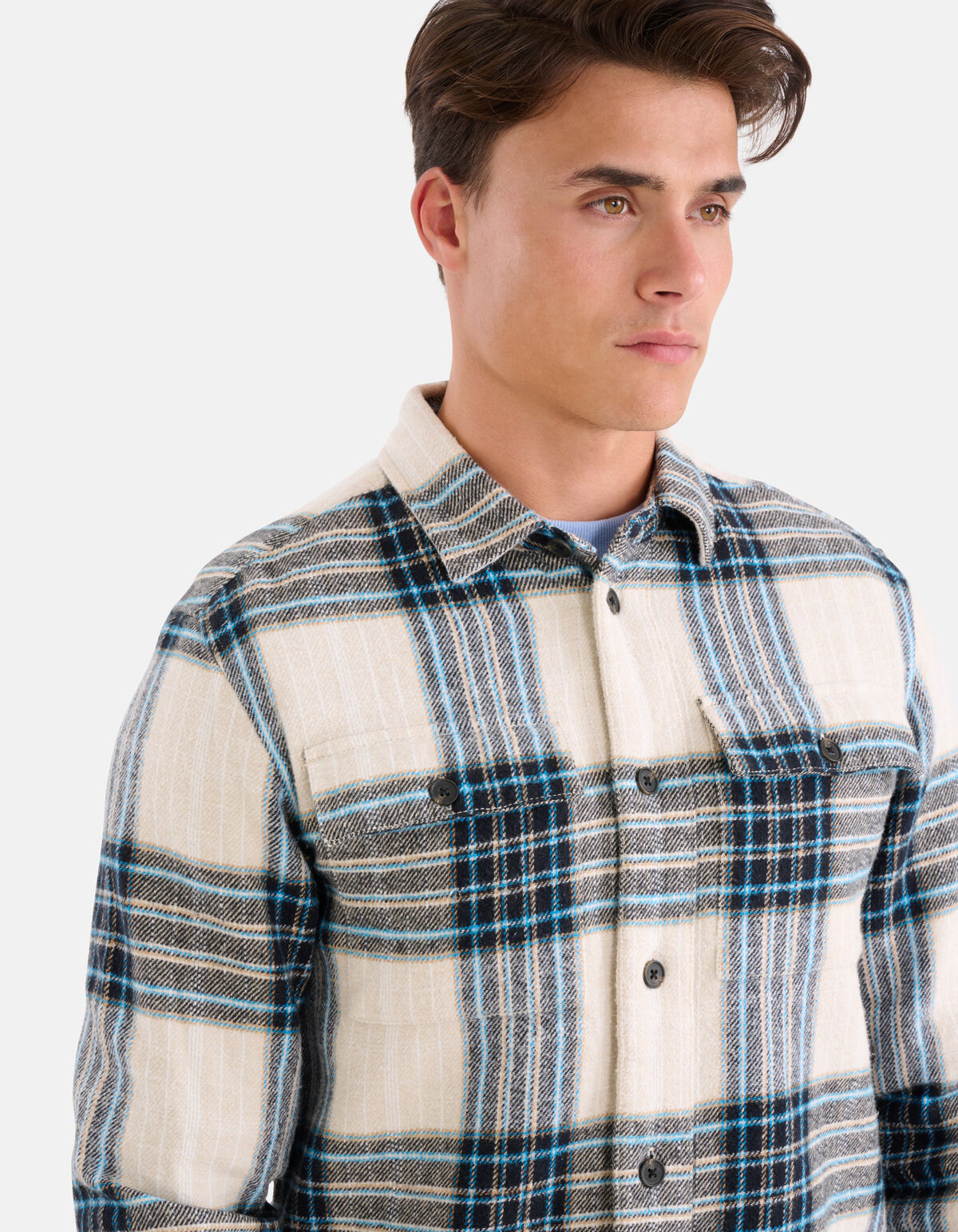 Ruiten Structuur Overhemd Beige SHOEBY MEN