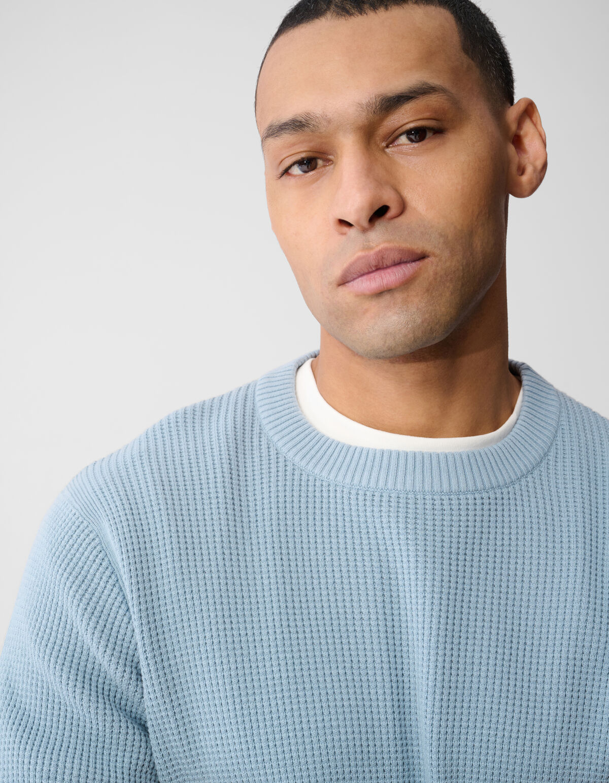 Gebreide Waffle Trui Lichtblauw SHOEBY MEN