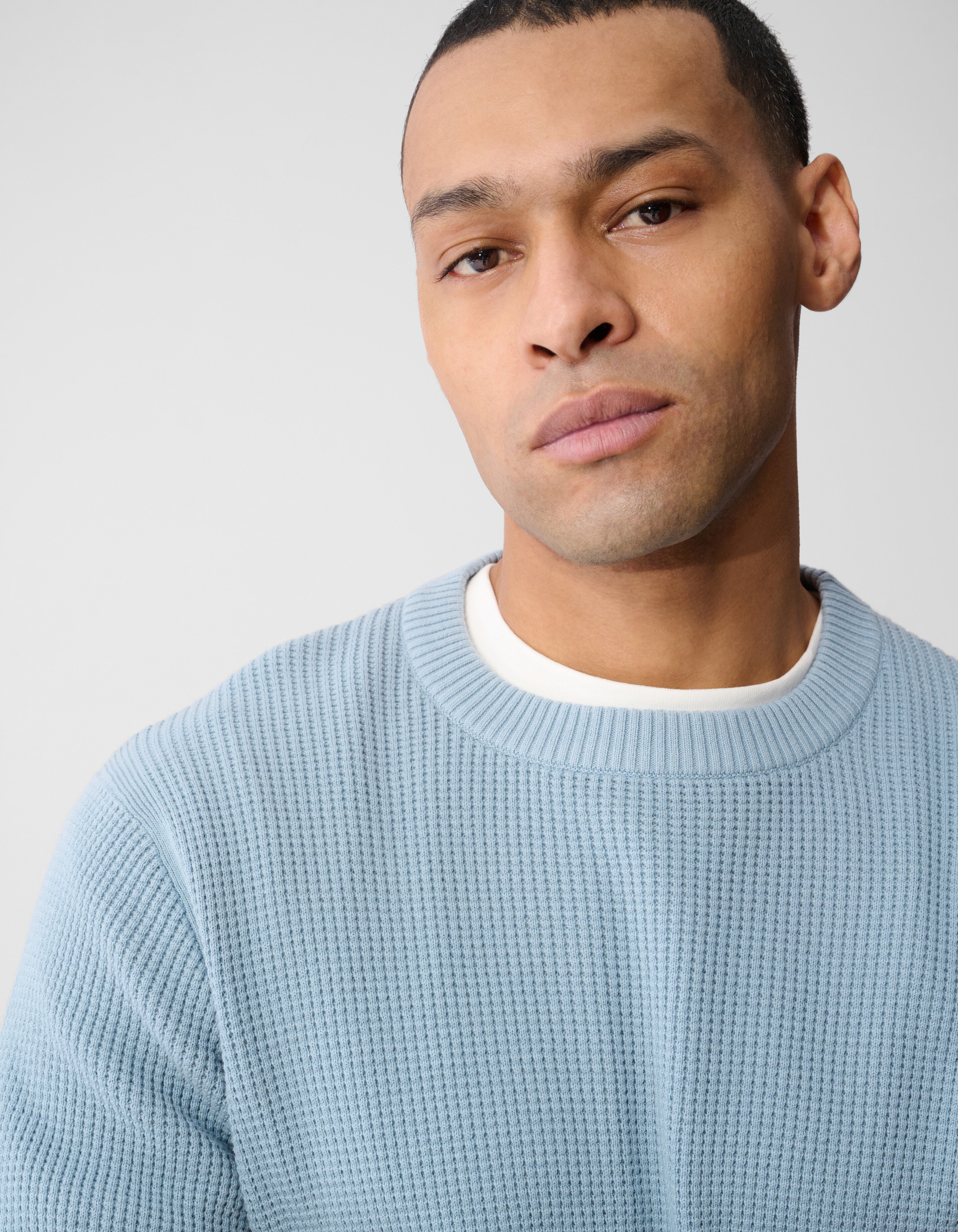 Gebreide Waffle Trui Lichtblauw SHOEBY MEN