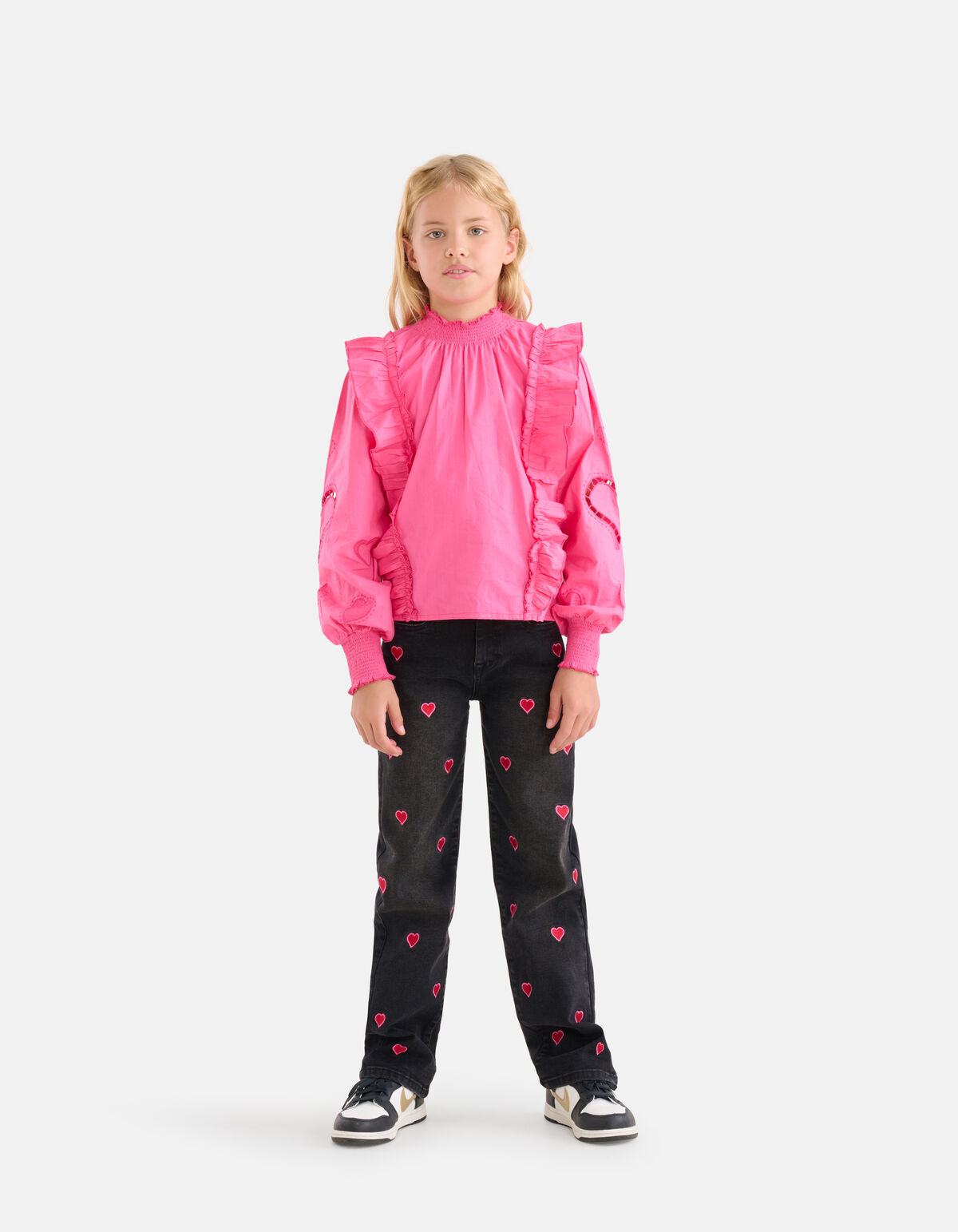 Poplin Embroidery Blouse Roze SHOEBY GIRLS