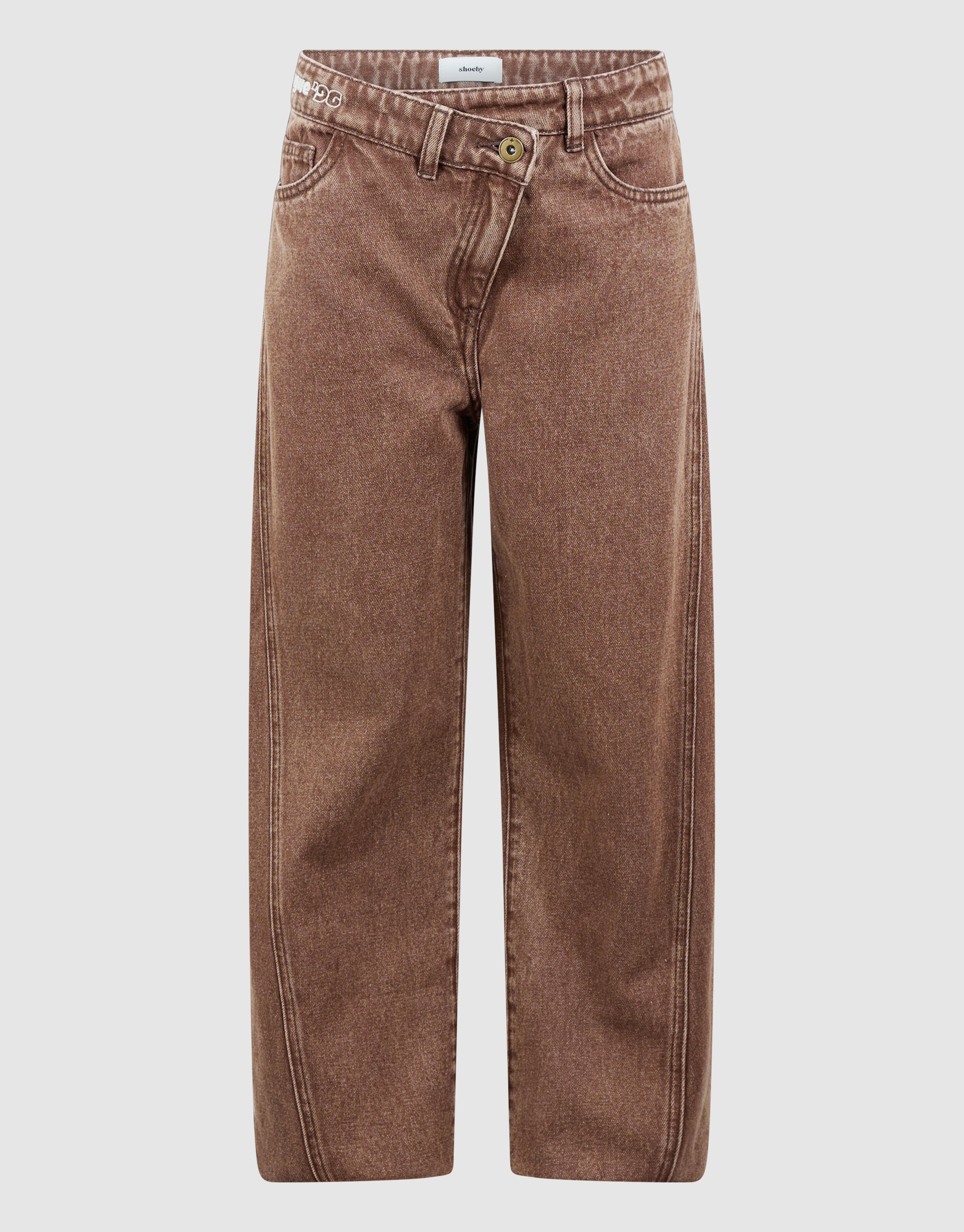 Asymmetische Barrel Fit Jeans Bruin SHOEBY GIRLS