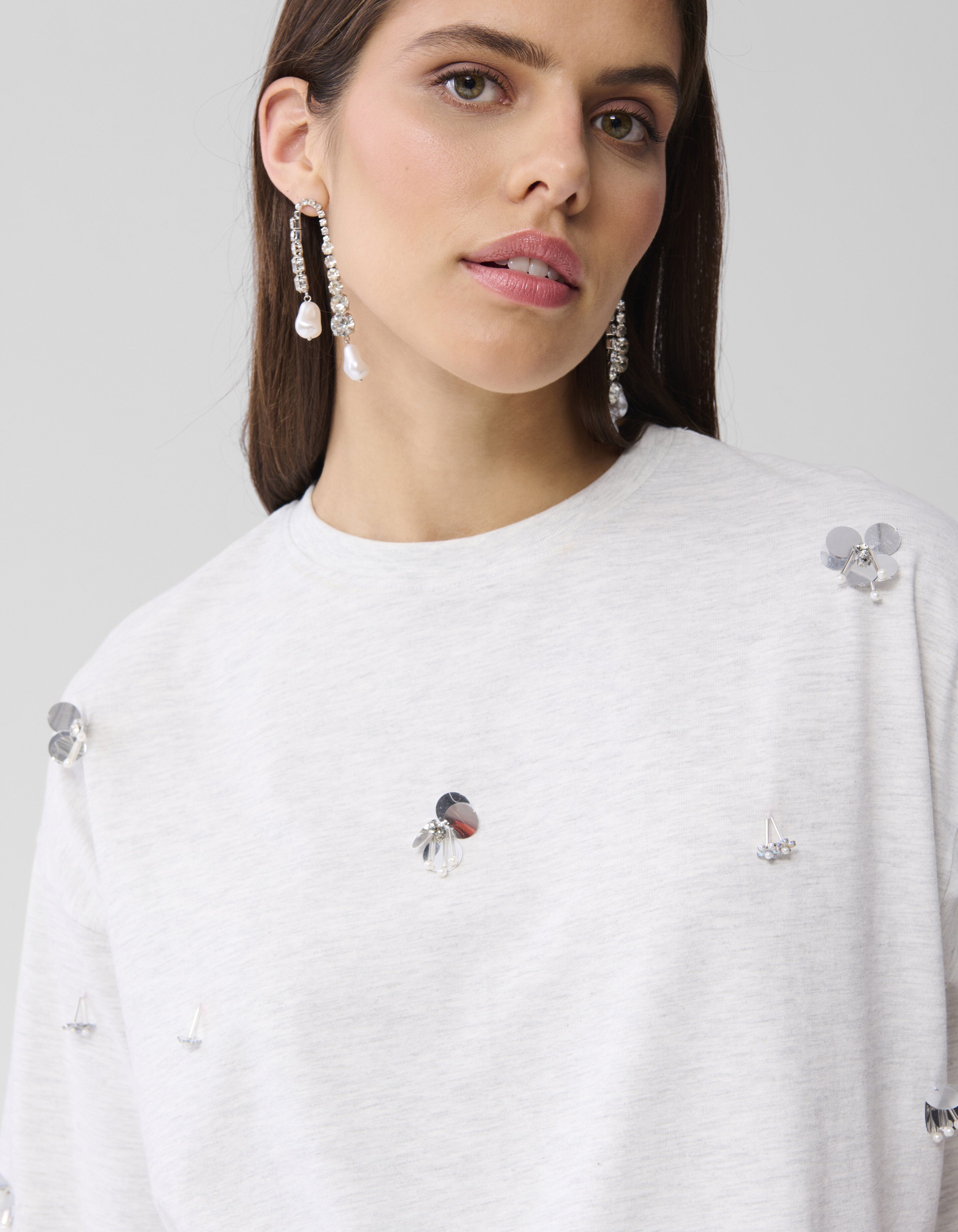 Oversized Embellished T-shirt Grijs SHOEBY WOMEN