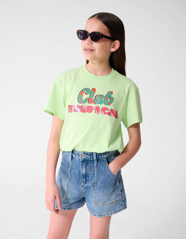 Club Tropical Artwork T-shirt Lichtgroen SHOEBY GIRLS