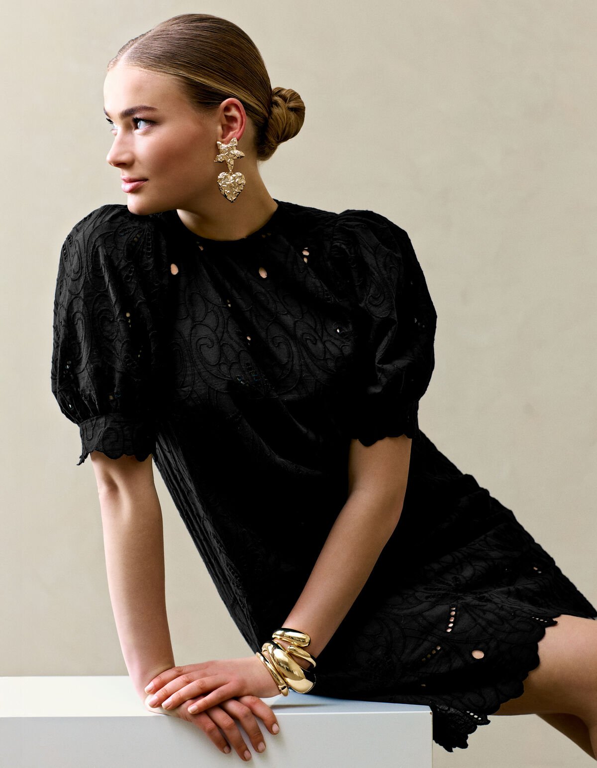 Embroidery Mini Jurk Zwart SHOEBY WOMEN