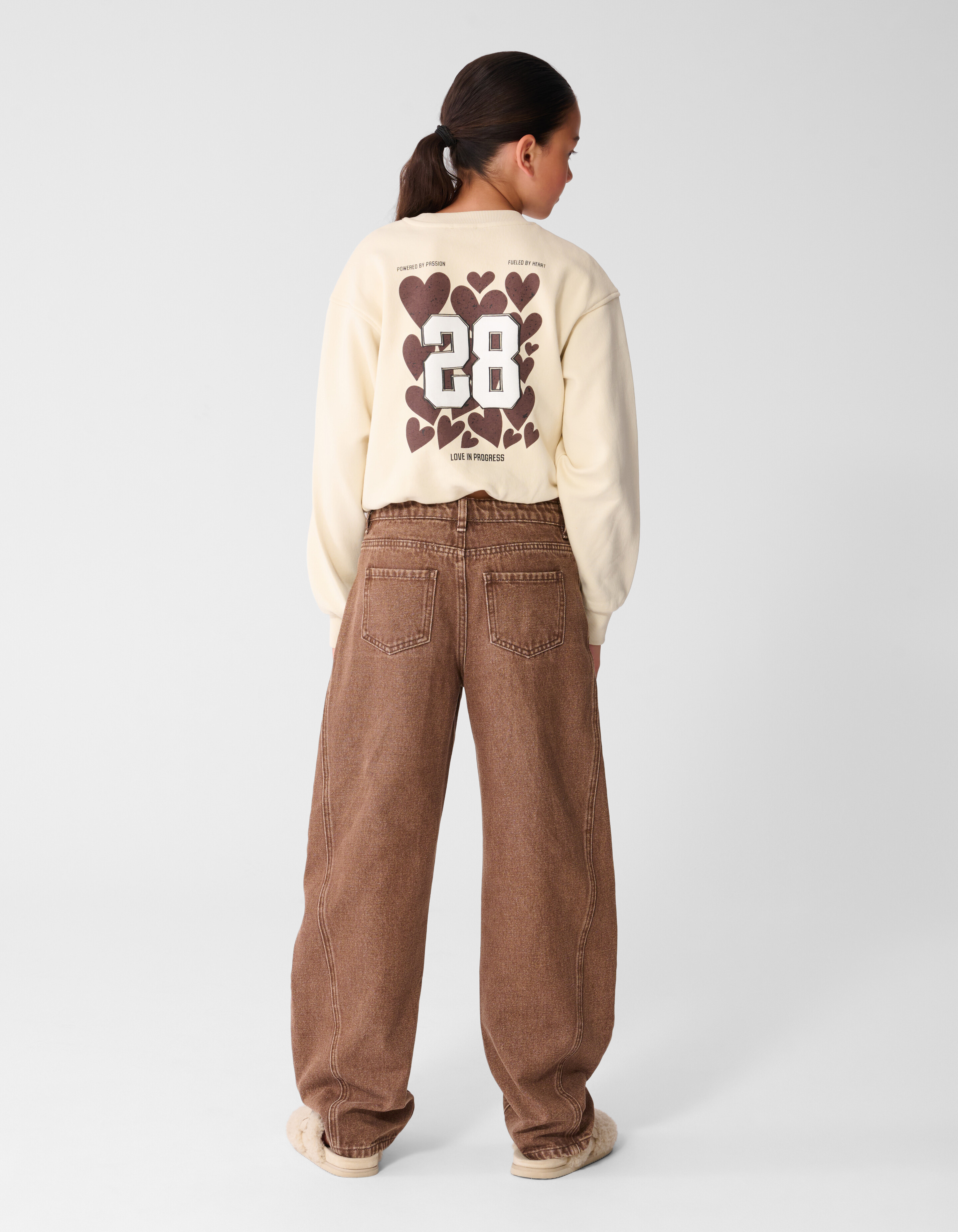 Asymmetische Barrel Fit Jeans Bruin SHOEBY GIRLS