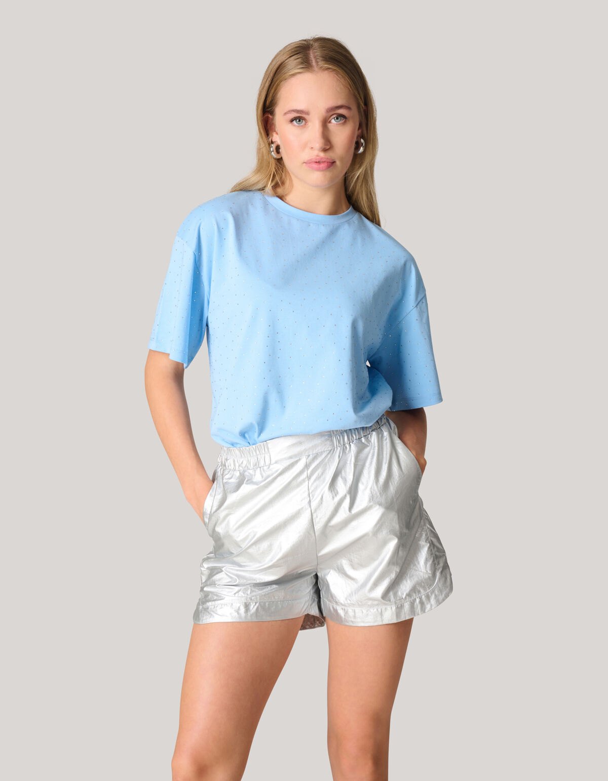 Strass T-shirt Lichtblauw SHOEBY WOMEN