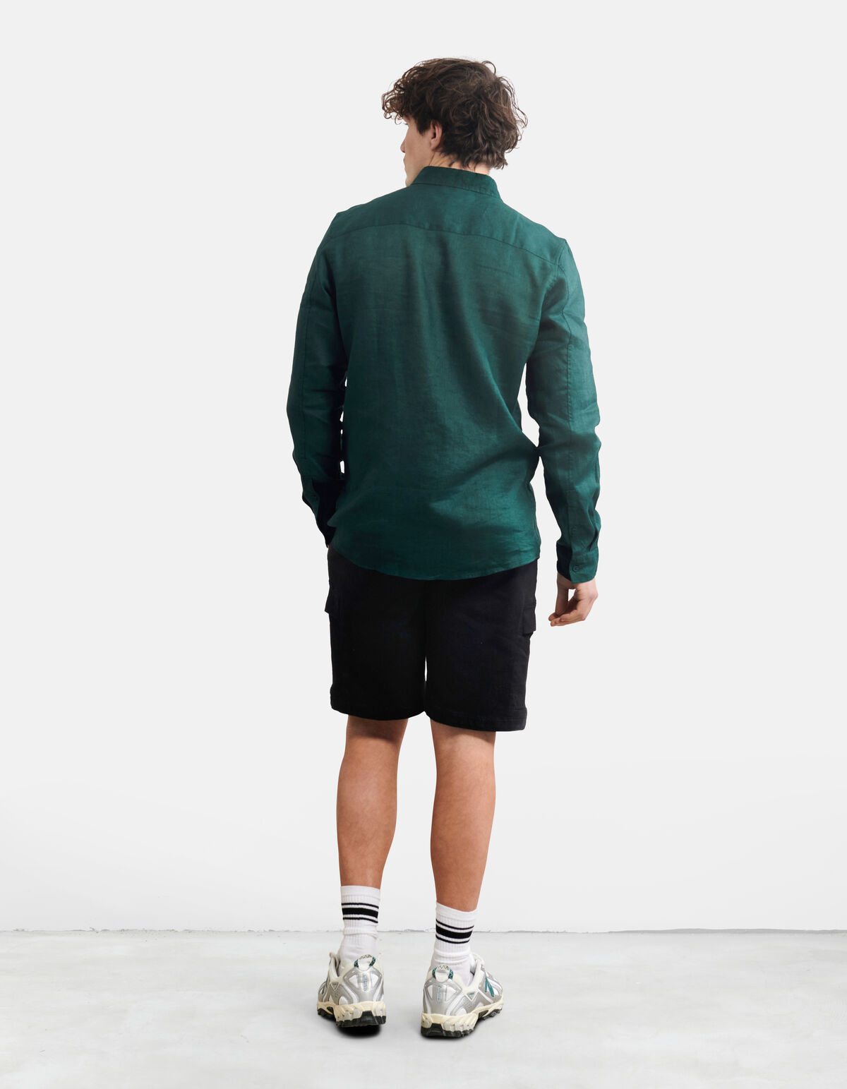 Linnen Overhemd Donkergroen SHOEBY MEN