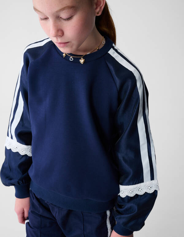 Satijnen Kanten Sweater Donkerblauw SHOEBY GIRLS