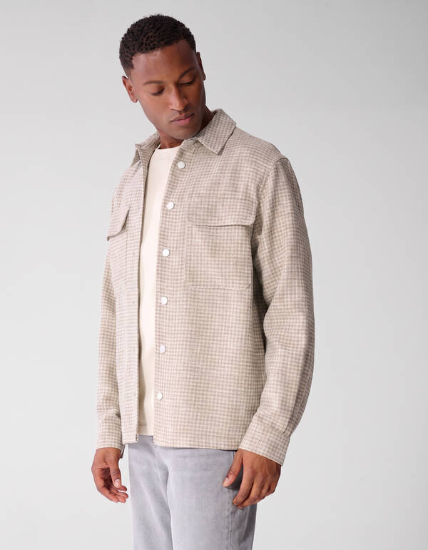 Melange Check Overshirt Zand SHOEBY MEN