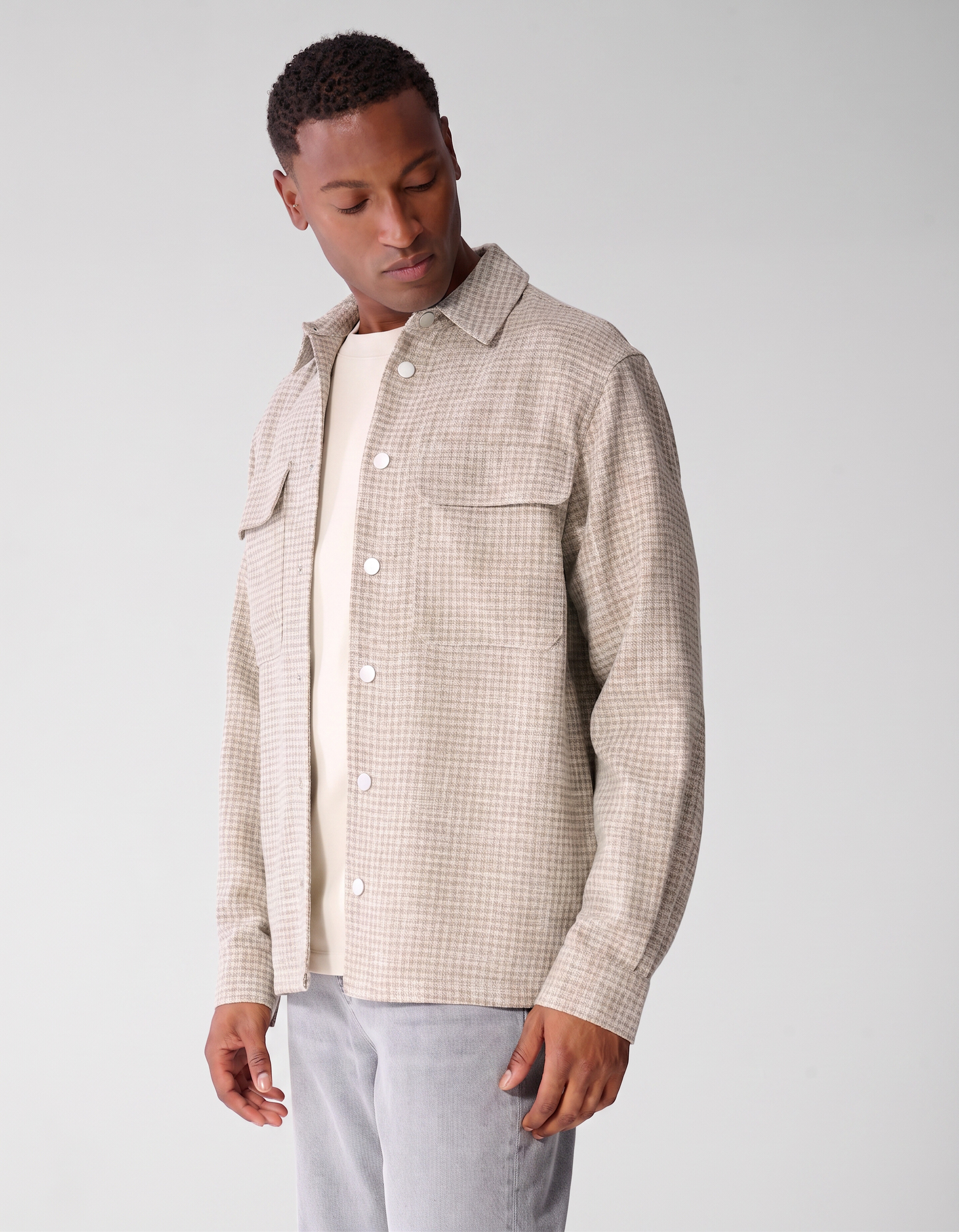 Melange Check Overshirt Zand SHOEBY MEN